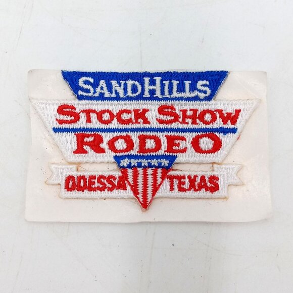 Sandhills Rodeo Embroidered Patch Hat Shirt Odessa TX Texas Cowboy Red White - Picture 2 of 5